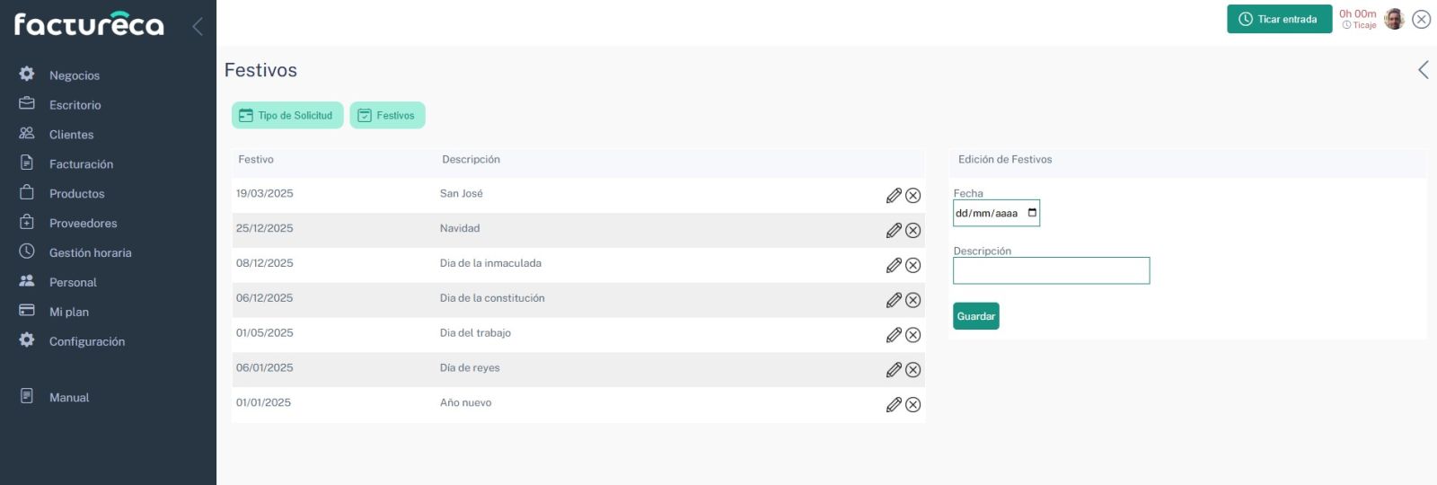 gestion-festivos-factureca
