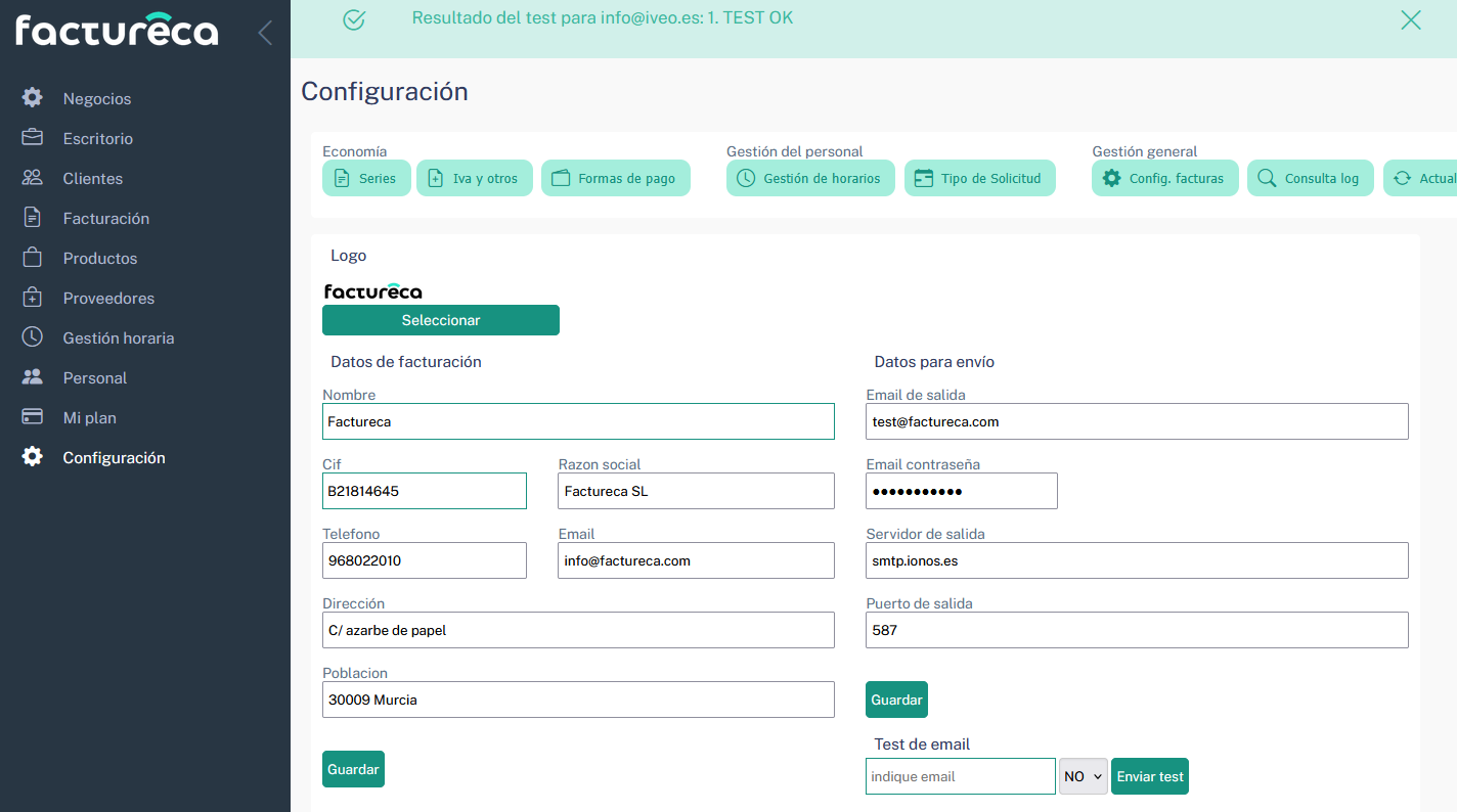 Factureca envio ok de test