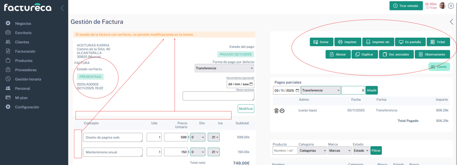 factureca edición de documentos finalizado