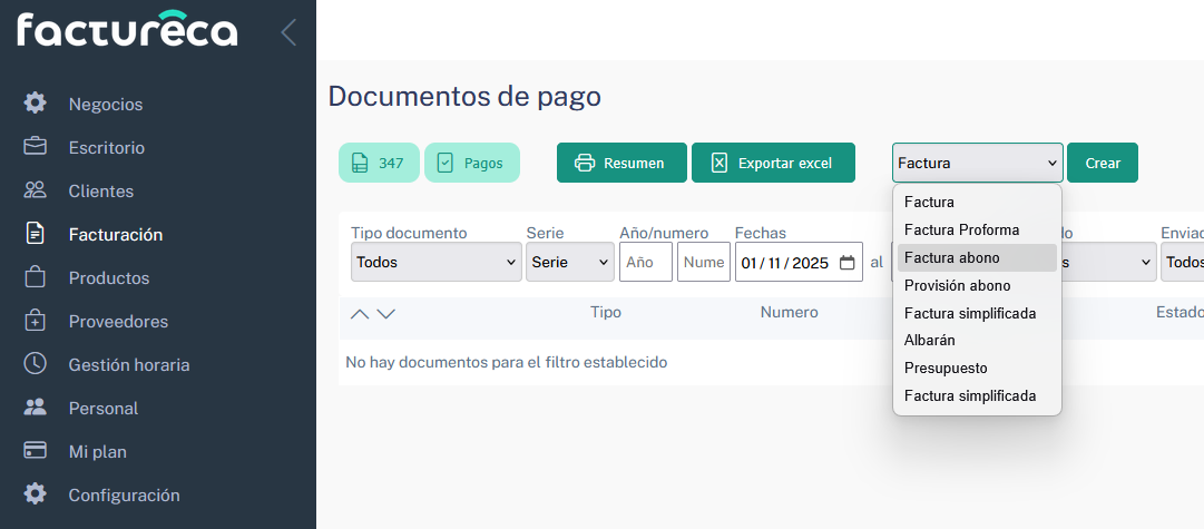 factureca creación rápida de documentos